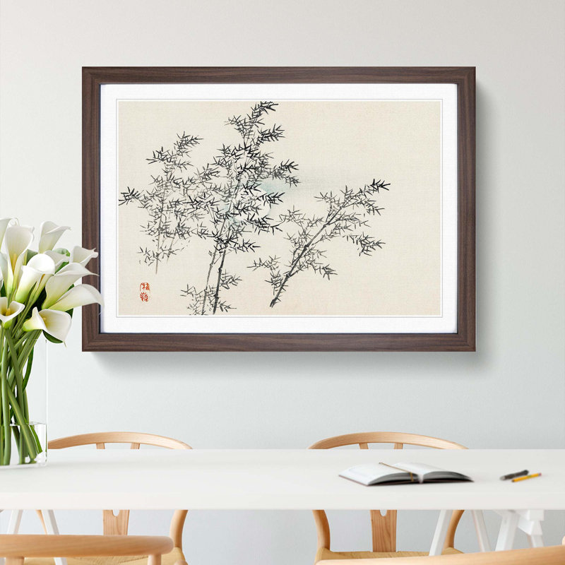 Bamboo Cane by Kono Bairei - Picture Frame Painting Print, Walnut Framed, 48cm H x 65cm W x 2cm D