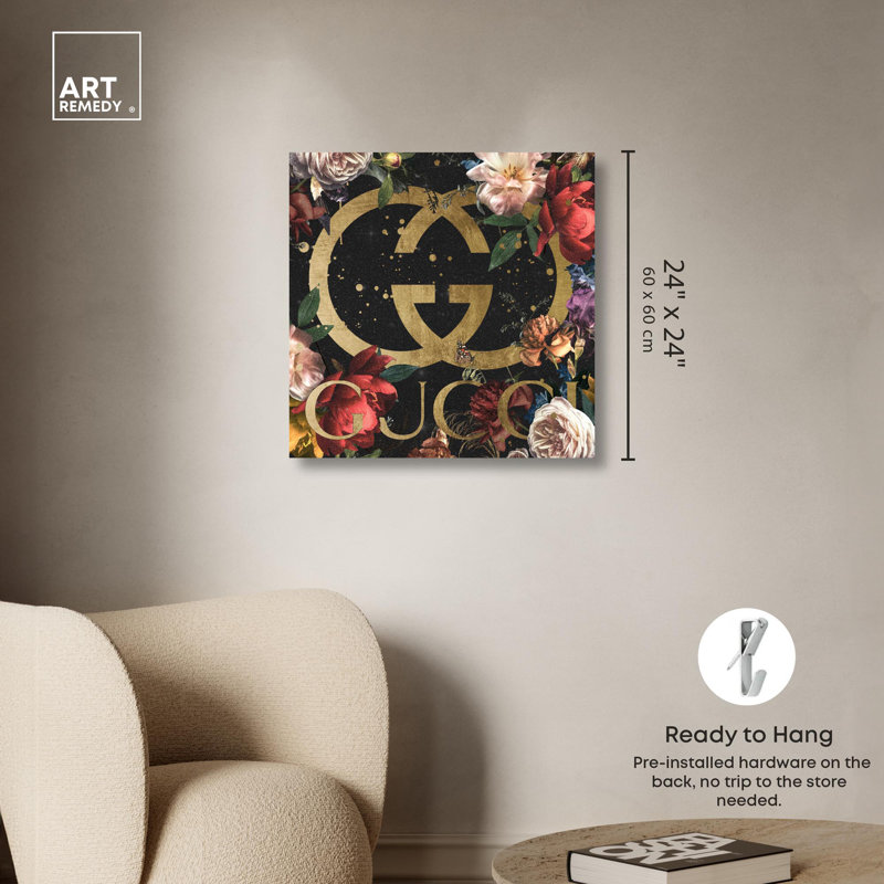 Glam, art noir sur toile noir, Toile tendue, H 24 po x l 24 po