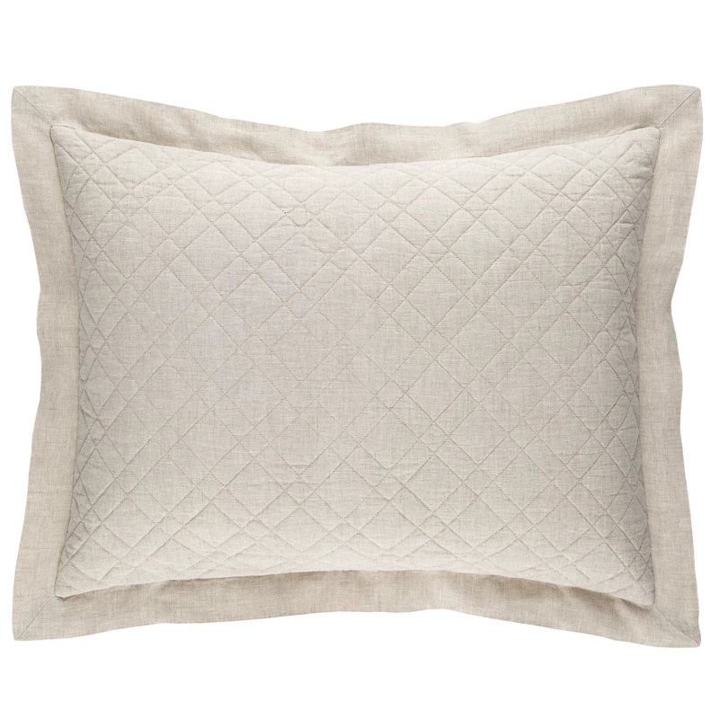 Washed Linen Quilted Sham, Standard, Natural