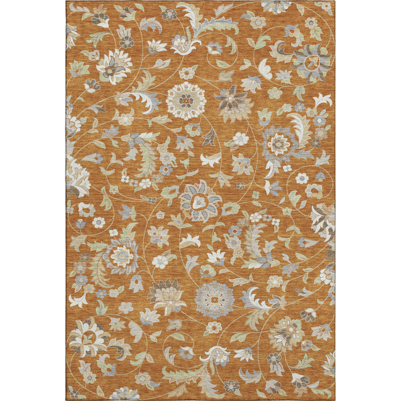 Premium Machine Washable Goulven AMF1006 Floral Rug, Rectangle 10' x 14'
