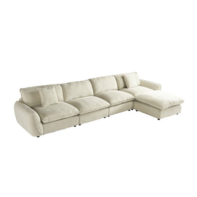 5-Piece Upholstered Two-Tone Chenille Fabric Modular Sofa Sectional