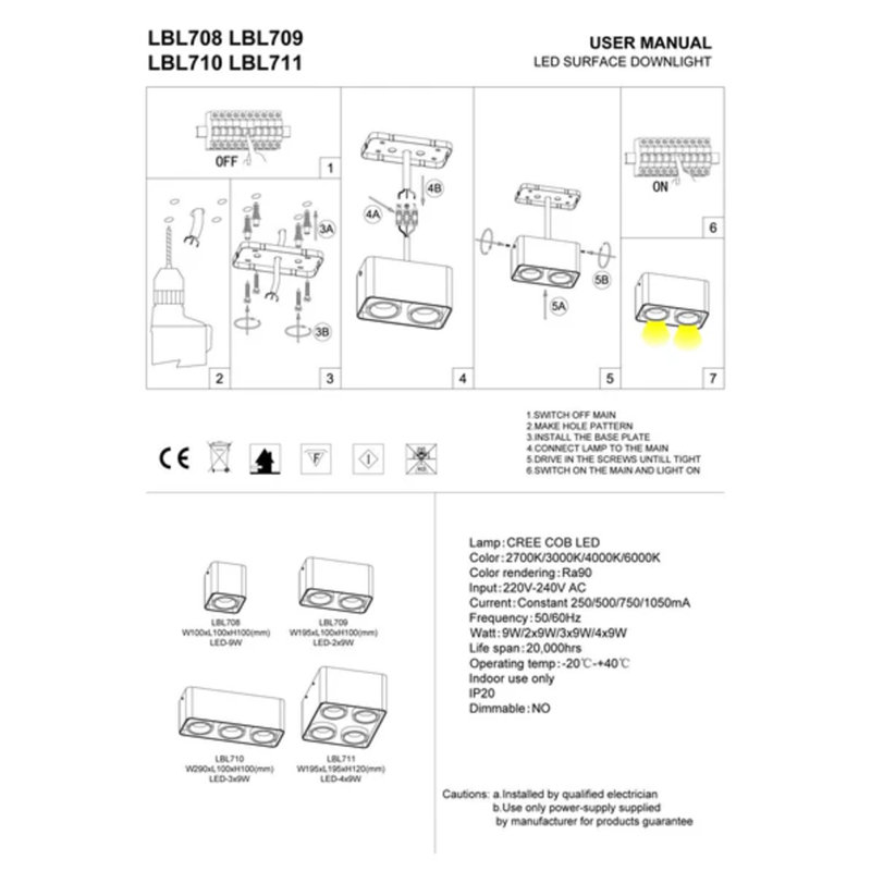UltraBeam Modern Surface Mount Ceiling Downlight, White, 10cm H x 19.5cm W x 10cm D