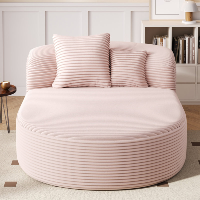Canapé de style moderne avec méridienne 51,6 "avec deux coussins de soutien, rose, Rose