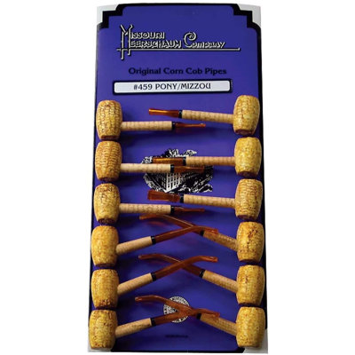 Pony/Mizzou Mix Corn Cob Pipes, Model P106, Amber Bit
