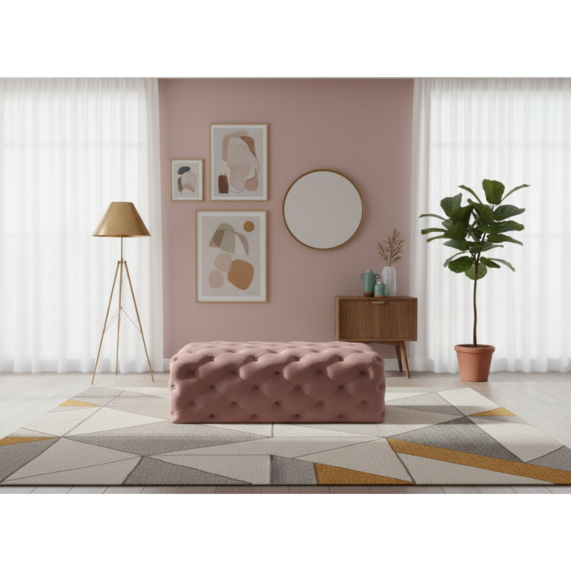 Paz Velvet Ottoman, Pink Velvet