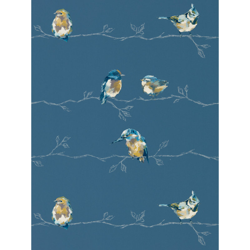 Perisco Wallpaper, Turquoise/Navy