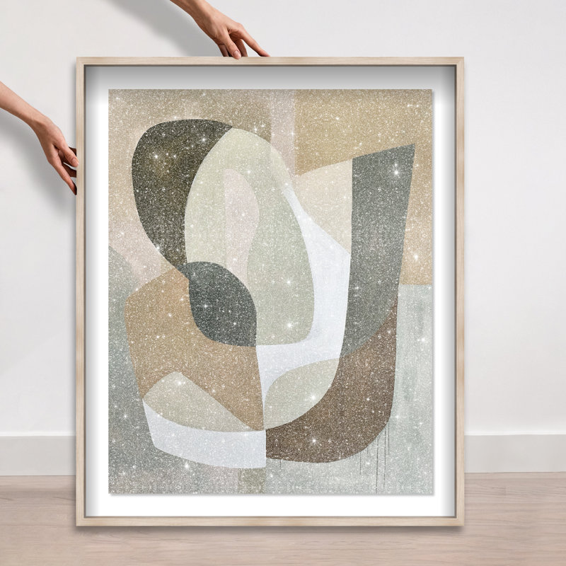 Dreamy Shape Pulse I Shadowbox Abstract Print by Oliver Gal, Black Frame, 16 x 20, 46.5"H x 37.5"W, Natural Oak Frame