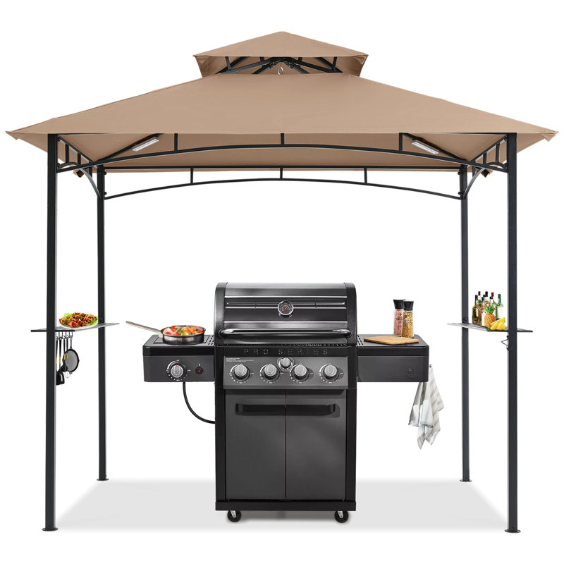 MASTERCANOPY 8 Ft. W x 5 Ft. D Steel Grill Gazebo, Khaki