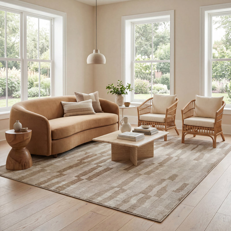  Romilda Rustic Abstract Washable Area Rug, Rectangle 8' x 10'