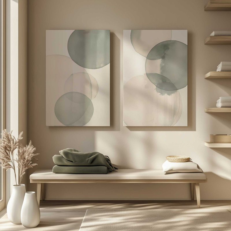 Ensemble de 2 impressions sur toile Silent Spheres, H 30 po x l 40 po x P 1,25 po, Toile tendue