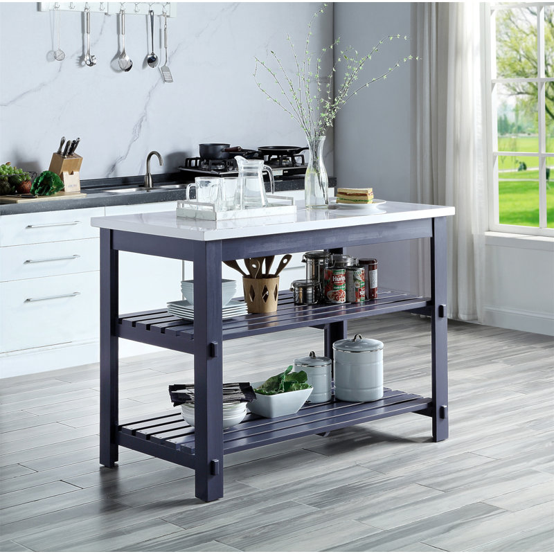 Îlot de cuisine durable en marbre avec beaucoup de rangement et d'espace de travail, parfait pour les cuisines modernes et traditionnelles.