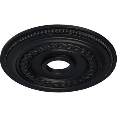 Endurathane Oldham Ceiling Medallion, 18"OD x 3 3/8"ID x 7/8"P (Fits Canopies up to 8 5/8"), Hand-Painted Steel Gray Finish