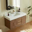 Ensemble de meuble-lavabo mural 39,4 po avec surface en noyer fritté et lavabo encastré en céramique-1489035114-1489035112