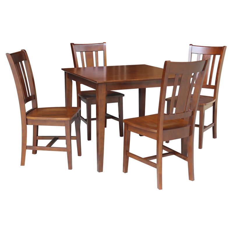 4 - Person Solid Wood Solid Wood Top Four Leg Dining Set, Espresso