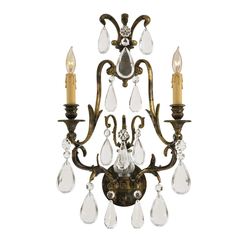 Oxidized Brass Bohemian Crystal 22" Direct Wired Sconce