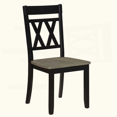 Modern Design Side Chairs 2Pc Set Wood Frame Classic X-Back Farmhouse Contemporary Dining Furniture