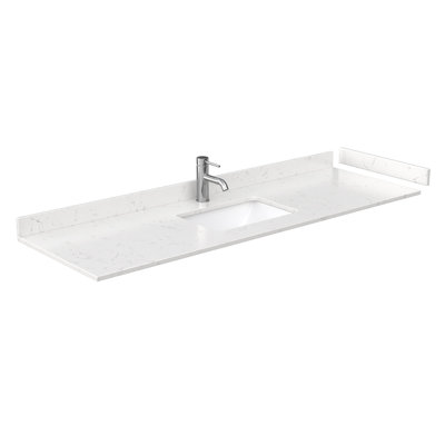 Plateau de meuble-lavabo simple 66 po en marbre de culture avec lavabo