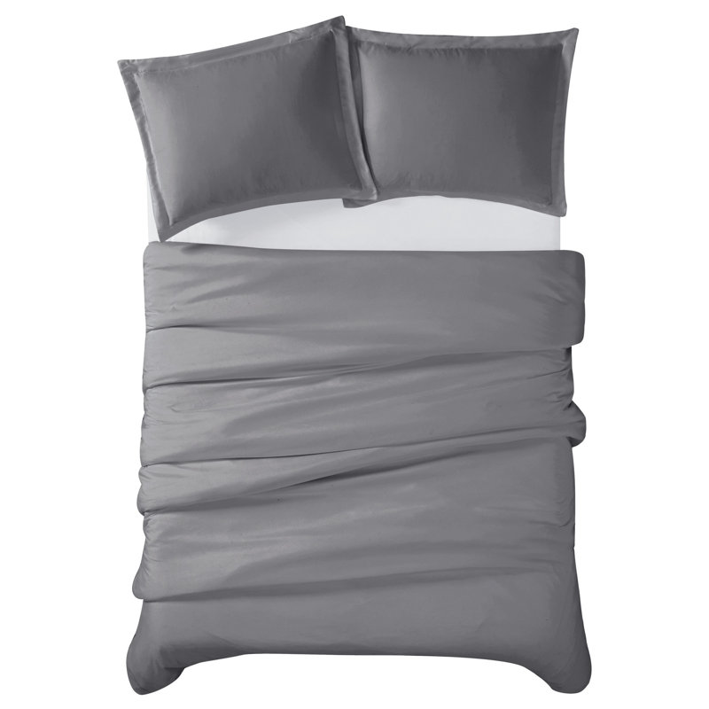 Ensemble de housse de couette en microfibre Cannon Heritage, Housse de couette grand et 2 taies décoratives, Gris