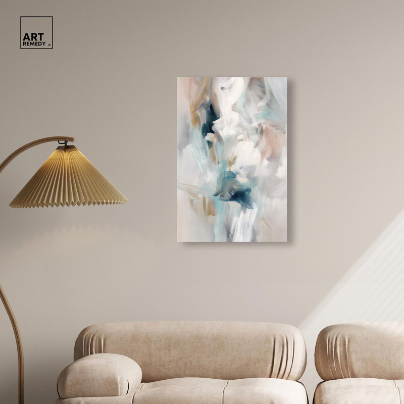 «Whispering Colors III», art abstrait vert par , H 30 po x l 20 po, Toile tendue