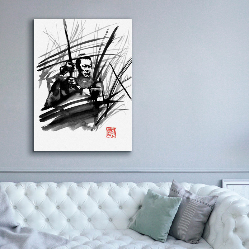«Combat Dans Les Herbes» par Pechane, art mural sur toile, H 54 po x l 40 po