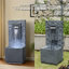 Fontaine d'extérieur en cascade avec lumière DEL, débit réglable, conception en polyrésine durable pour les jardins et les patios-114318005