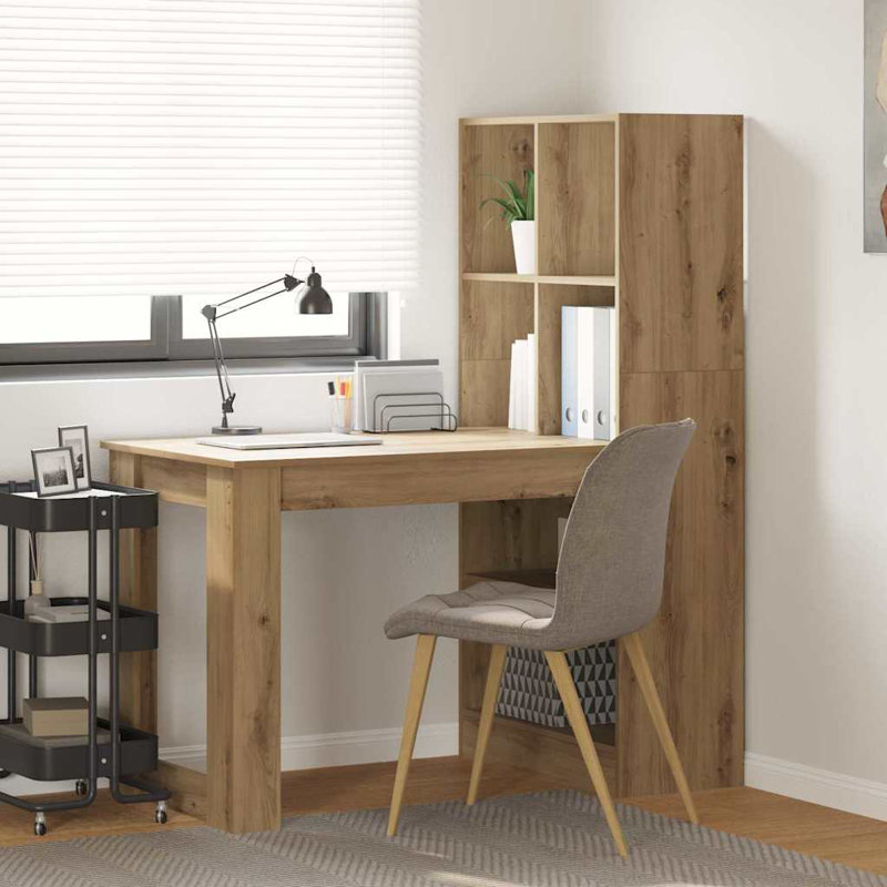 Desk With Shelf 122 X 67 X 145 Cm Engineered Wood, Artisan Oak