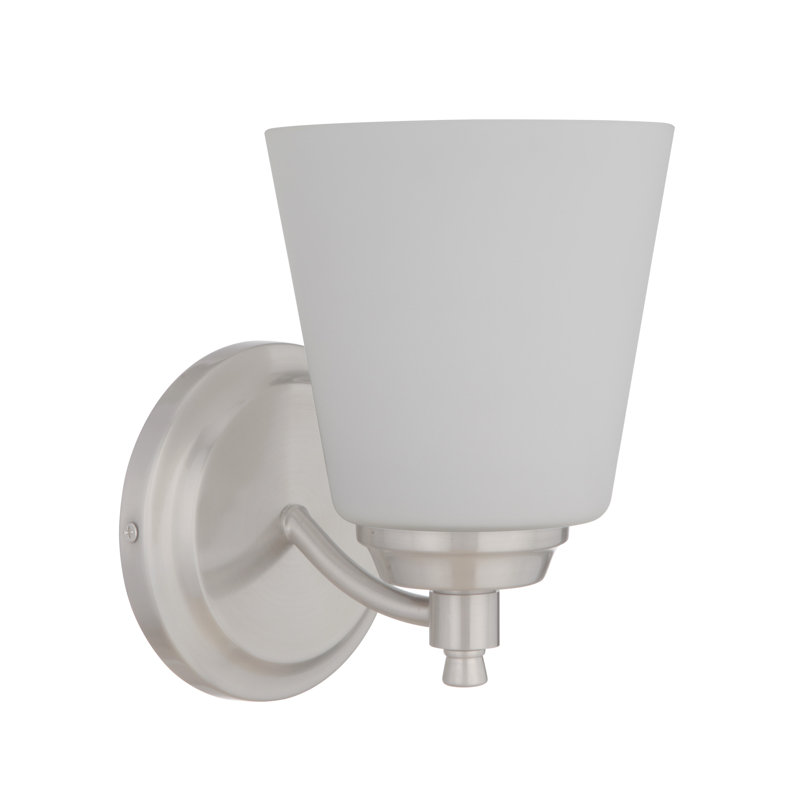 Appliquee à bras 1 lumière à intensité réglable Yates, Blanc givré, Nickel poli brossé