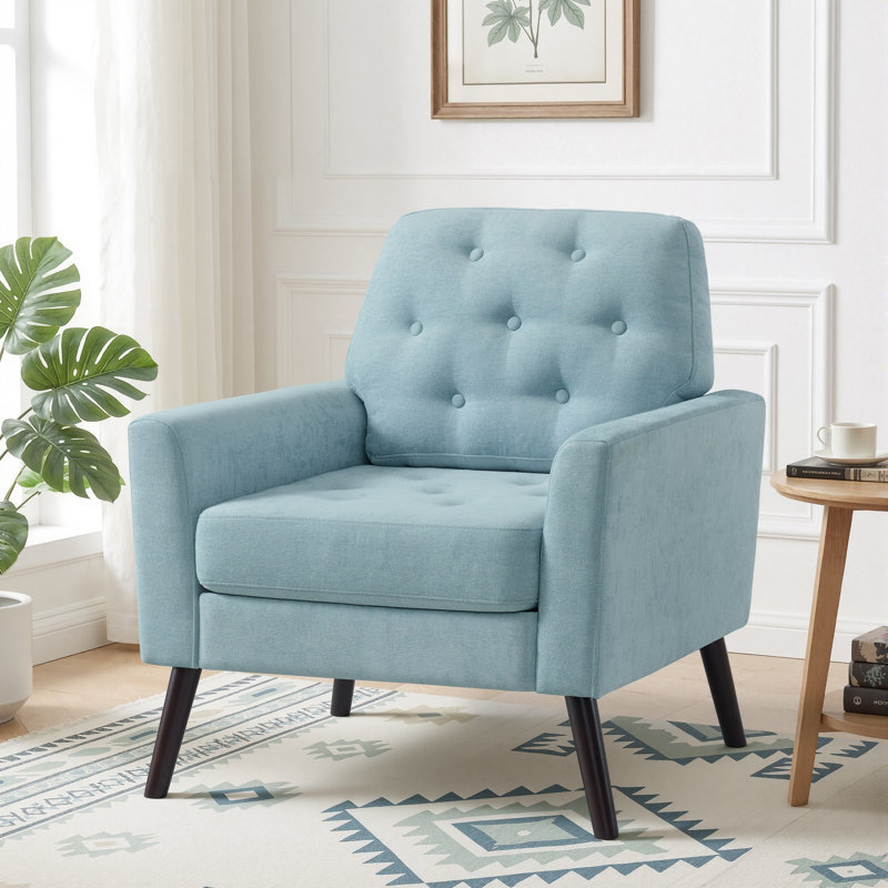 Accent Chair with Button-Tufted Back, Turquoise