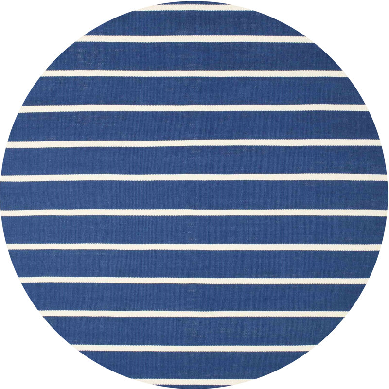 Tapis bleu/blanc contemporain, Rond 4 pi
