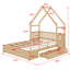 Lit pour grand lit pour enfants, lit plateforme bas avec 2 tiroirs de rangement, cadre de lit en bois avec garde-corps et toit-726663985