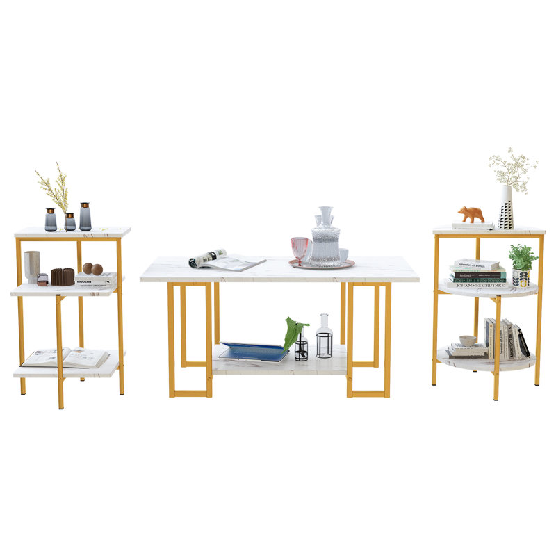 3 - Piece Living Room Table Set, White