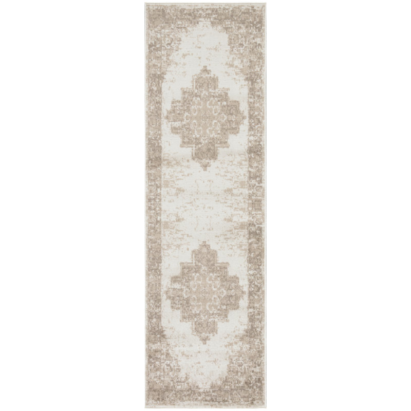 Tapis oriental ivoire / beige Burnie, Tapis de couloir 2 pi 3 po x 12 pi