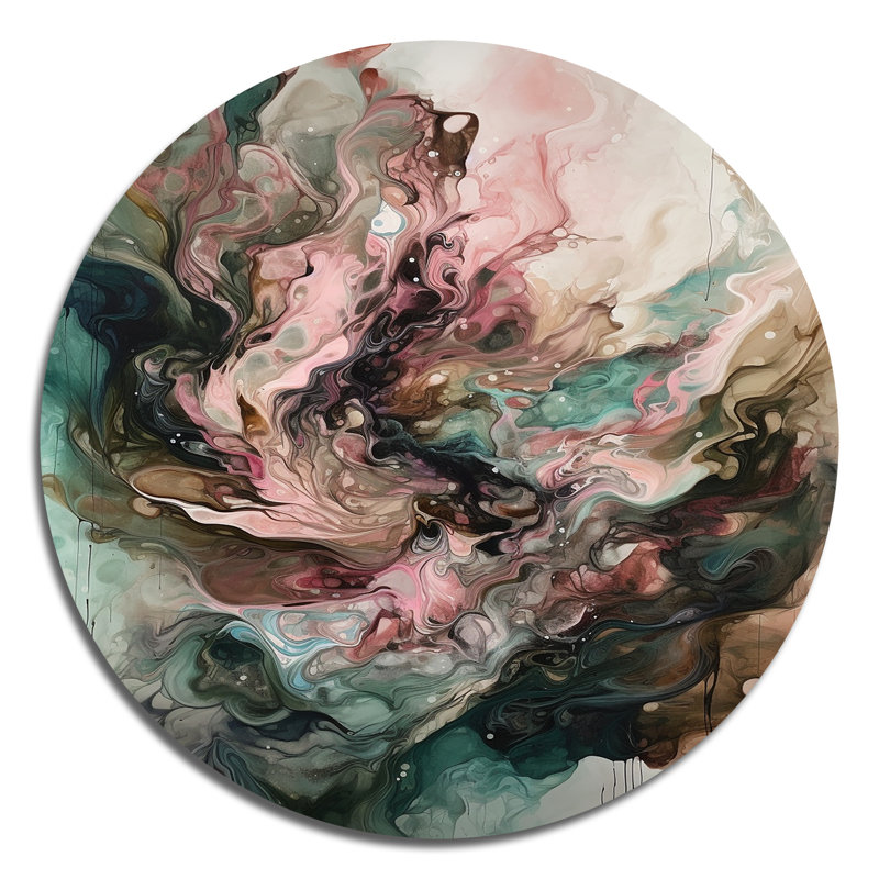 Intérieur rose et vert de marbre III, H 23 po x l 23 po x P 1 po