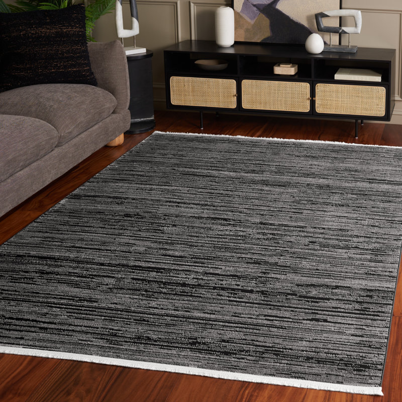 Tapis noir / gris Mila 290, Rectangle 5 pi x 7 pi