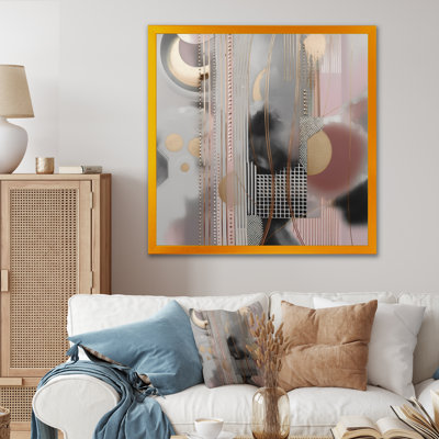 «Pink Rosegold Circle Chaos III», art moderne sur toile transitionnel