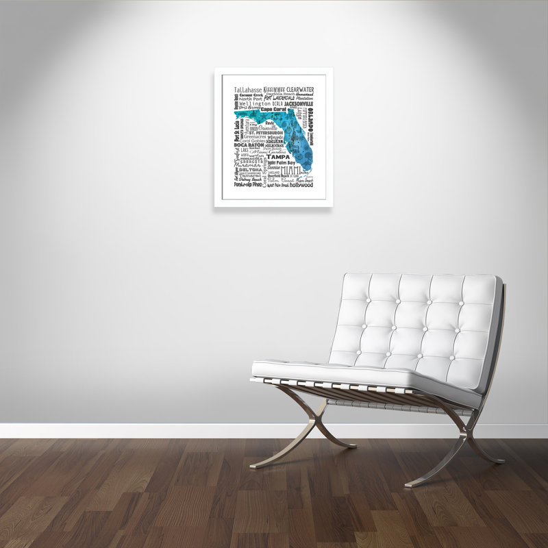 État de votre nom en Floride - cadre photo, H 16,5 po x l 14,5 po x P 1,25 po, Blanc mat