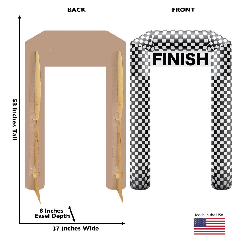 58'' Black and White Finish Line Cardboard Standup