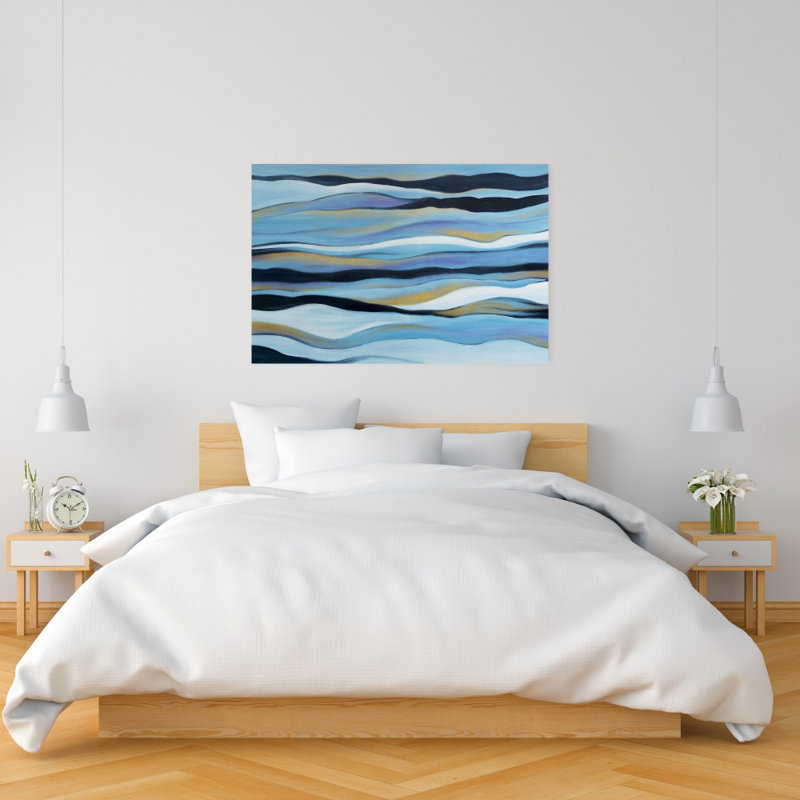 Blue Sweep - Gold Abstract Canvas Art for Home Decor