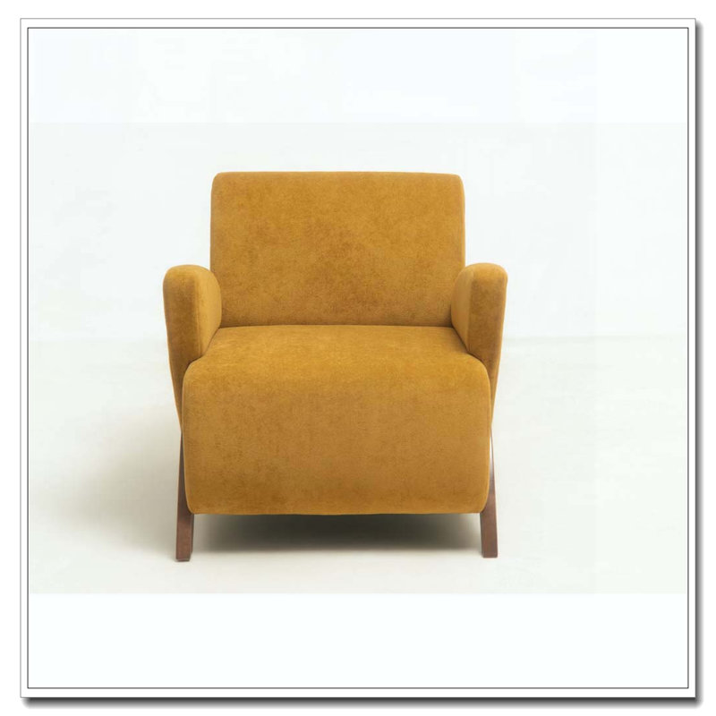 Fauteuil d'appoint en velours 28,15 pouces, Brown Yellow