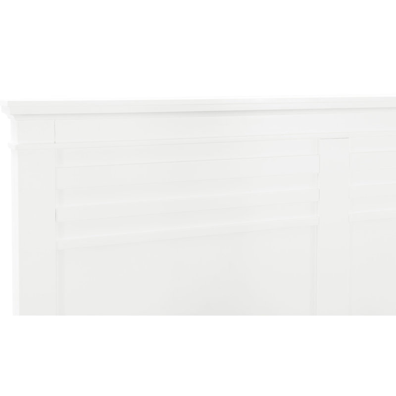 Transitional Style Bedroom Queen Bed - White Wood With & Headboard Finish Wooden Panel For, White