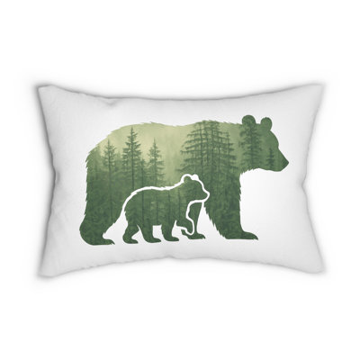 Bear Family Forest Silhouette Throw Pillow