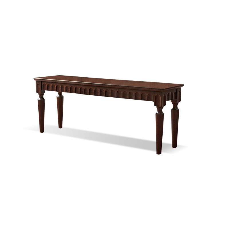 Brown Solid Wood Bench, 17.72" H x 47.24" W x 12.60" D