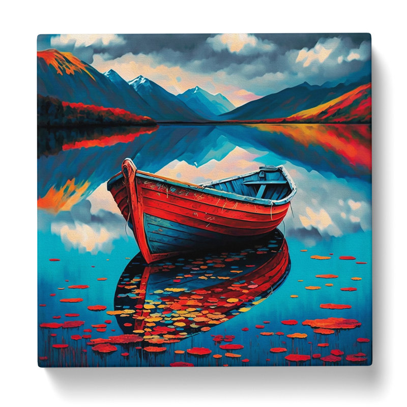 Boat On A Lake Colour - Wrapped Canvas - Framed Print, 35cm H x 35cm W x 3cm D