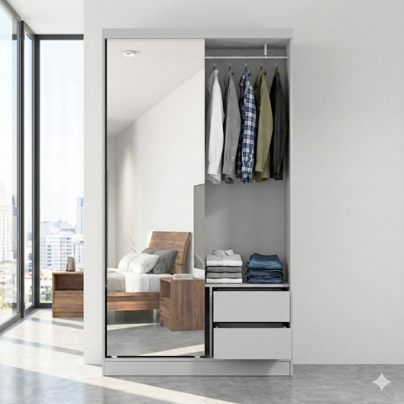 Armoire-penderie Eliason, Gris clair