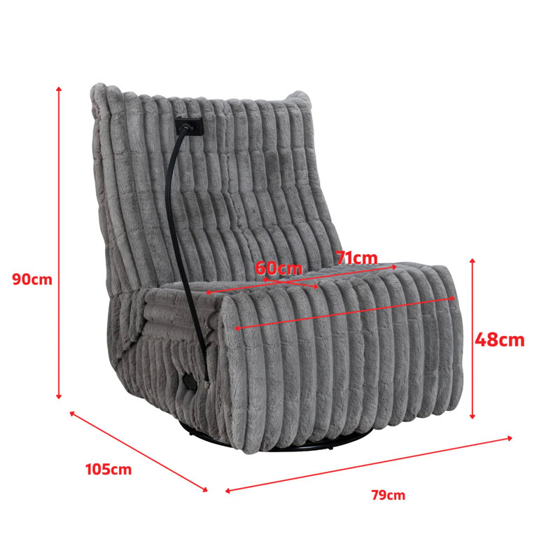 79cm Wide Standard Recliner, Grey