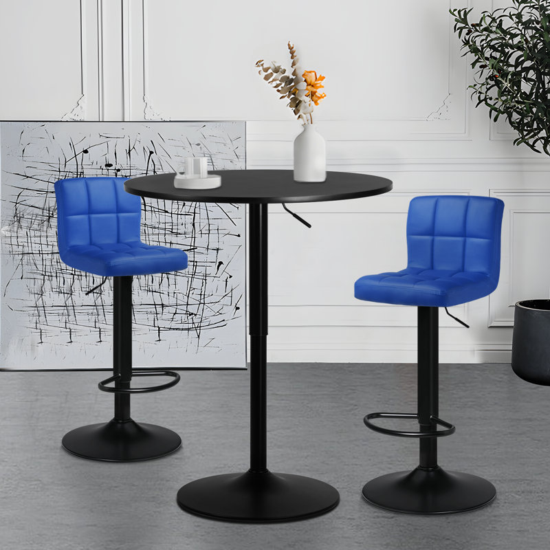 Laylan 2 - Person Pedestal Dining Set, Black, Blue