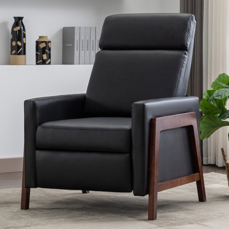 Fauteuil inclinable rembourré Colaluca, Similicuir noir