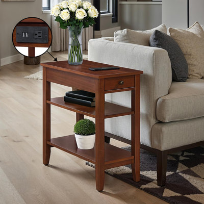 Carbin 24'' Tall End Table with 1 Drawer and Built in Outlets