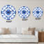 Horloge murale à motif floral abstrait en bleu et blanc-1847006839