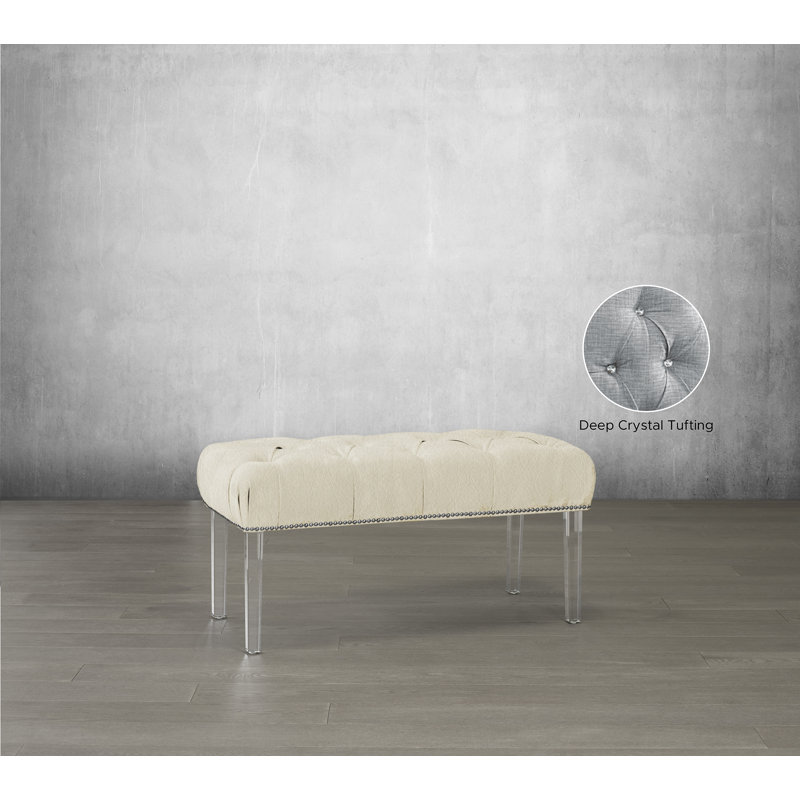 Banc en faux cuir Letendre, Ivoire